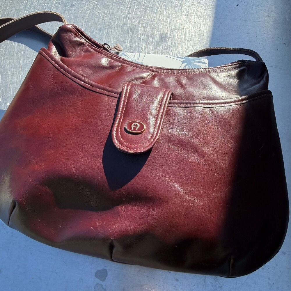 Vintage Etienne Aigner Oxblood Burgundy Leather Shoulder Bag Purse USA Style